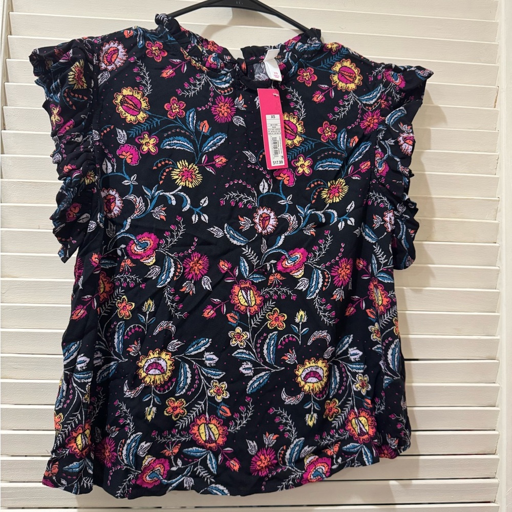 Xhilaration Multicolor Floral Blouse NWT - Picture 3 of 13
